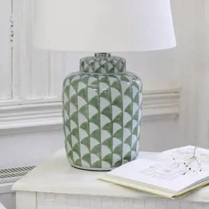 Grand Illusions Lamp Fontana Olive with White Shade